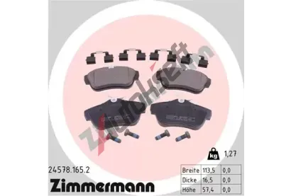 ZIMMERMANN Sada brzdovch destiek ZIM 24578.165.2, 24578.165.2