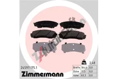 ZIMMERMANN Sada brzdovch destiek - kotouov brzda ZIM 24597.175.1, 24597.175.1