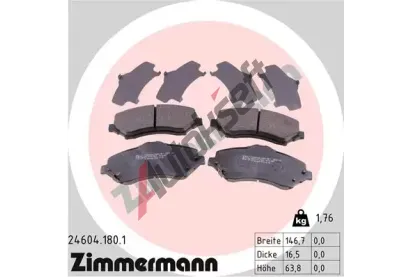 ZIMMERMANN Sada brzdovch destiek ZIM 24604.180.1, 24604.180.1