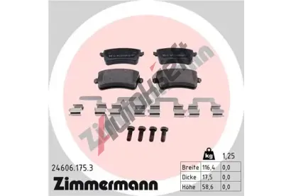 ZIMMERMANN Sada brzdovch destiek ZIM 24606.175.3, 24606.175.3