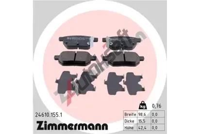 ZIMMERMANN Sada brzdovch destiek - kotouov brzda ZIM 24610.155.1, 24610.155.1