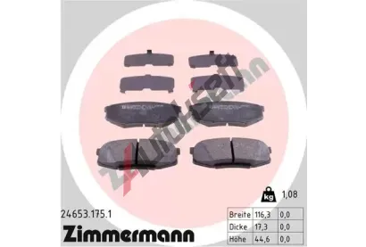 ZIMMERMANN Sada brzdovch destiek ZIM 24653.175.1, 24653.175.1