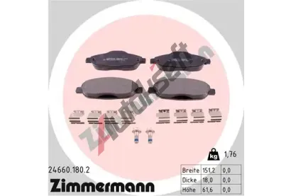 ZIMMERMANN Sada brzdovch destiek ZIM 24660.180.2, 24660.180.2