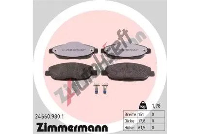 ZIMMERMANN Sada brzdovch destiek rd:z ZIM 24660.980.1, 24660.980.1