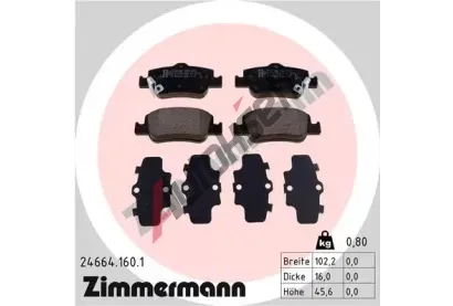 ZIMMERMANN Sada brzdovch destiek - kotouov brzda ZIM 24664.160.1, 24664.160.1
