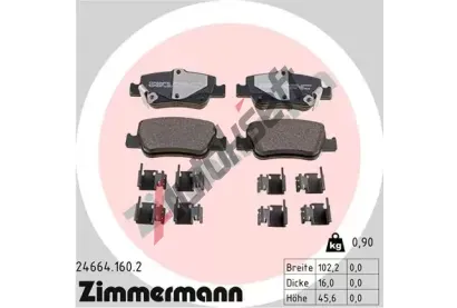 ZIMMERMANN Sada brzdovch destiek kotouov brzdy ZIM 24664.160.2, 24664.160.2