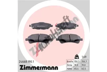 ZIMMERMANN Sada brzdovch destiek - kotouov brzda ZIM 24668.190.1, 24668.190.1