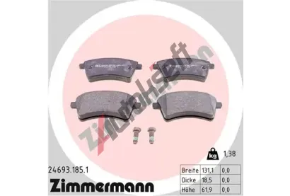 ZIMMERMANN Sada brzdovch destiek - kotouov brzda ZIM 24693.185.1, 24693.185.1