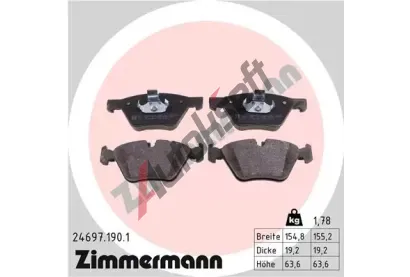 ZIMMERMANN Sada brzdovch destiek - kotouov brzda ZIM 24697.190.1, 24697.190.1