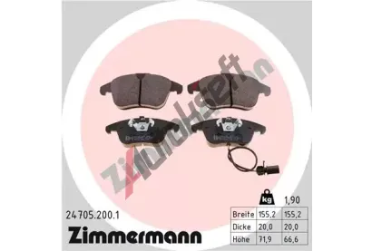 ZIMMERMANN Sada brzdovch destiek - kotouov brzda ZIM 24705.200.1, 24705.200.1