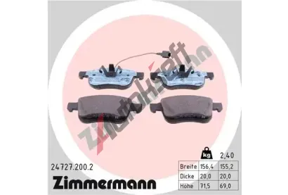 ZIMMERMANN Sada brzdových destiček ZIM 24727.200.2, 24727.200.2 ZIMMERMANN Sada brzdových destiček ZIM 24727.200.2, 24727.200.2