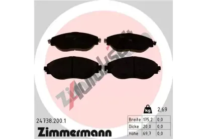 ZIMMERMANN Sada brzdovch destiek ZIM 24738.200.1, 24738.200.1