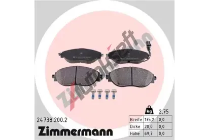 ZIMMERMANN Sada brzdovch destiek ZIM 24738.200.2, 24738.200.2