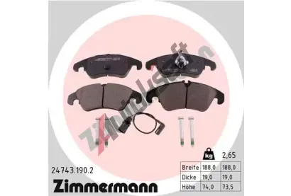 ZIMMERMANN Sada brzdovch destiek - kotouov brzda ZIM 24743.190.2, 24743.190.2