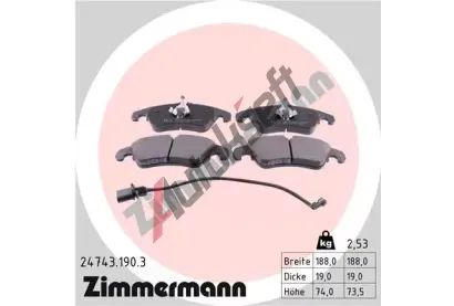 ZIMMERMANN Sada brzdovch destiek - kotouov brzda ZIM 24743.190.3, 24743.190.3