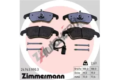 ZIMMERMANN Sada brzdovch destiek rd:z ZIM 24743.990.3, 24743.990.3