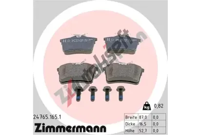 ZIMMERMANN Sada brzdových destiček - kotoučová brzda ZIM 24765.165.1, 24765.165.1 ZIMMERMANN Sada brzdových destiček - kotoučová brzda ZIM 24765.165.1, 24765.165.1