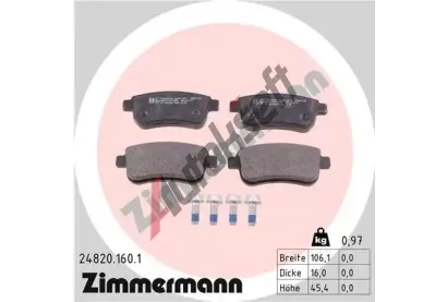 ZIMMERMANN Sada brzdových destiček ZIM 24820.160.1, 24820.160.1 ZIMMERMANN Sada brzdových destiček ZIM 24820.160.1, 24820.160.1