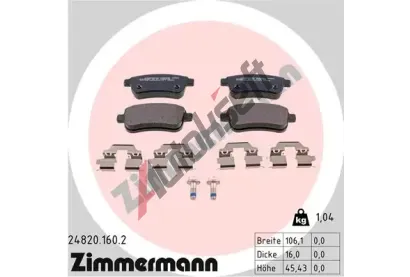 ZIMMERMANN Sada brzdových destiček ZIM 24820.160.2, 24820.160.2  ZIMMERMANN Sada brzdových destiček ZIM 24820.160.2, 24820.160.2