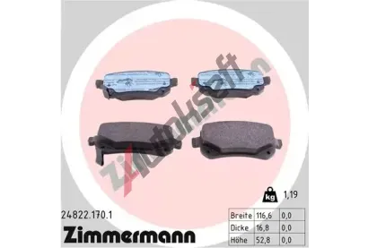 ZIMMERMANN Sada brzdovch destiek ZIM 24822.170.1, 24822.170.1