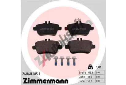 ZIMMERMANN Sada brzdovch destiek - kotouov brzda ZIM 24848.185.1, 24848.185.1