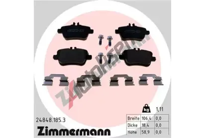 ZIMMERMANN Sada brzdovch destiek ZIM 24848.185.3, 24848.185.3
