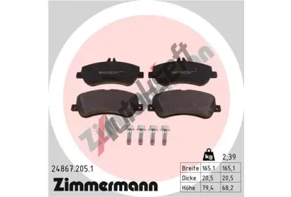 ZIMMERMANN Sada brzdovch destiek - kotouov brzda ZIM 24867.205.1, 24867.205.1