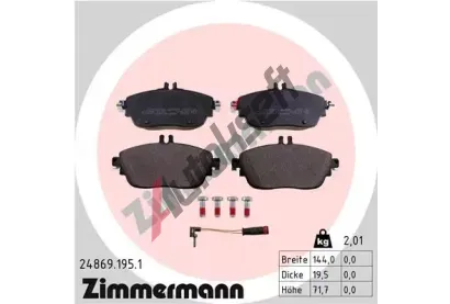 ZIMMERMANN Sada brzdovch destiek - kotouov brzda ZIM 24869.195.1, 24869.195.1