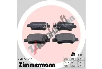 ZIMMERMANN Sada brzdovch destiek - kotouov brzda ZIM 24885.165.1, 24885.165.1