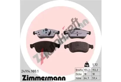 ZIMMERMANN Sada brzdovch destiek rd:z ZIM 24914.980.1, 24914.980.1