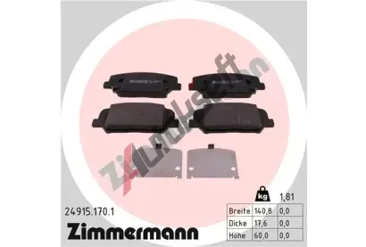 ZIMMERMANN Sada brzdovch destiek ZIM 24915.170.1, 24915.170.1