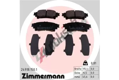 ZIMMERMANN Sada brzdovch destiek ZIM 24918.150.1, 24918.150.1