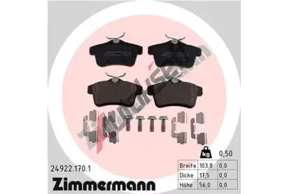 ZIMMERMANN Sada brzdovch destiek ZIM 24922.170.1, 24922.170.1