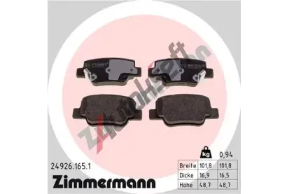 ZIMMERMANN Sada brzdovch destiek ZIM 24926.165.1, 24926.165.1