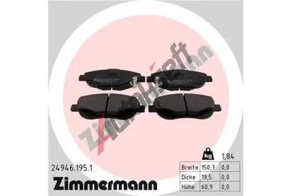 ZIMMERMANN Sada brzdových destiček ZIM 24946.195.1, 24946.195.1 ZIMMERMANN Sada brzdových destiček ZIM 24946.195.1, 24946.195.1