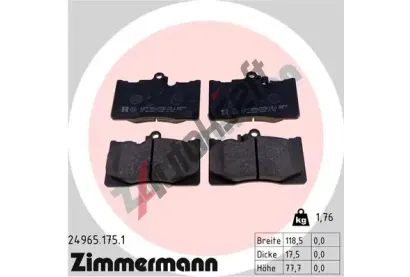 ZIMMERMANN Sada brzdovch destiek ZIM 24965.175.1, 24965.175.1