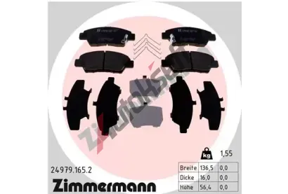 ZIMMERMANN Sada brzdovch destiek ZIM 24979.165.2, 24979.165.2