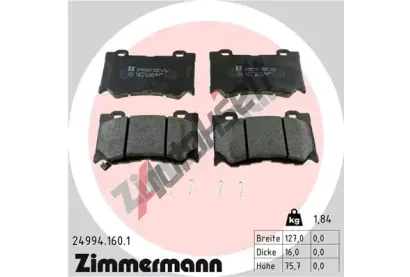 ZIMMERMANN Sada brzdovch destiek ZIM 24994.160.1, 24994.160.1