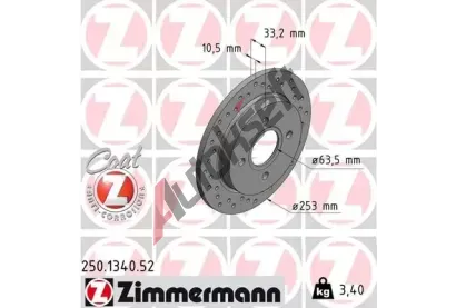 ZIMMERMANN Brzdov kotou drkovan SPORT COAT Z - 253 mm ZIM 250.1340.52, 250.1340.52
