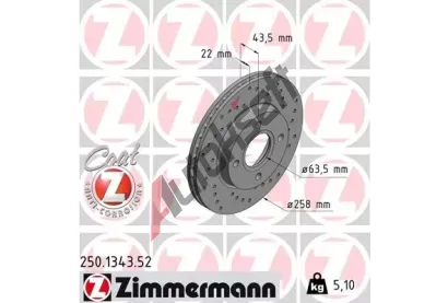 ZIMMERMANN Brzdov kotou drkovan SPORT COAT Z - 258 mm ZIM 250.1343.52, 250.1343.52