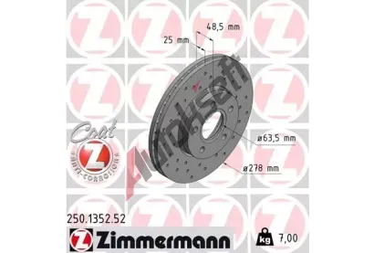ZIMMERMANN Brzdov kotou drkovan SPORT COAT Z - 278 mm ZIM 250.1352.52, 250.1352.52