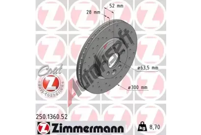 ZIMMERMANN Brzdov kotou drkovan SPORT COAT Z - 300 mm ZIM 250.1360.52, 250.1360.52