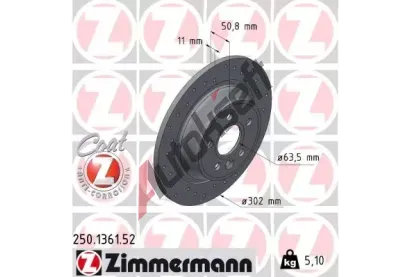 ZIMMERMANN Brzdov kotou SPORT COAT Z - 302 mm ZIM 250.1361.52, 250.1361.52