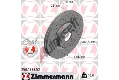 ZIMMERMANN Brzdov kotou SPORT COAT Z - 316 mm ZIM 250.1377.52, 250.1377.52