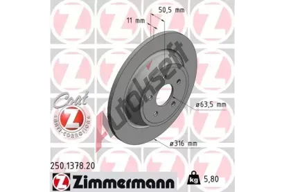 ZIMMERMANN Brzdov kotou COAT Z - 316 mm ZIM 250.1378.20, 250.1378.20