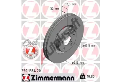 ZIMMERMANN Brzdov kotou COAT Z - 316 mm ZIM 250.1384.20, 250.1384.20