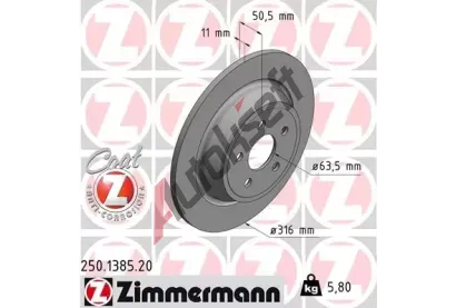 ZIMMERMANN Brzdov kotou COAT Z - 316 mm ZIM 250.1385.20, 250.1385.20