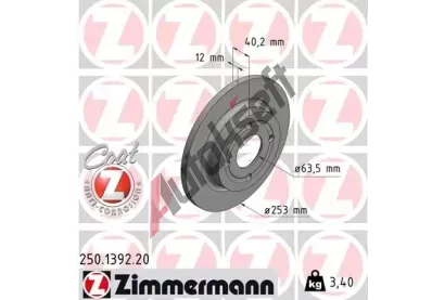ZIMMERMANN Brzdový kotouč COAT Z - 253 mm ZIM 250.1392.20, 250.1392.20 ZIMMERMANN Brzdový kotouč COAT Z - 253 mm ZIM 250.1392.20, 250.1392.20