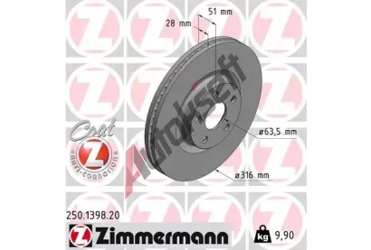 ZIMMERMANN Brzdov kotou COAT Z - 316 mm ZIM 250.1398.20, 250.1398.20