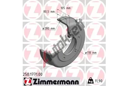 ZIMMERMANN Brzdov buben - 280 mm ZIM 250.1771.00, 250.1771.00